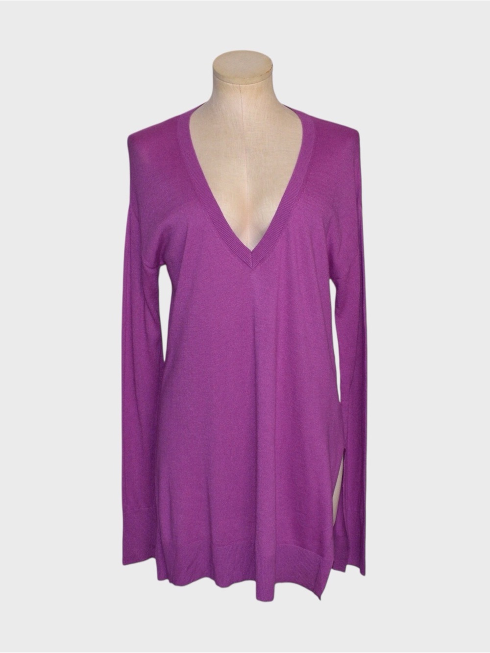 Halogen Deep V Neck Side Slit Tunic Sweater